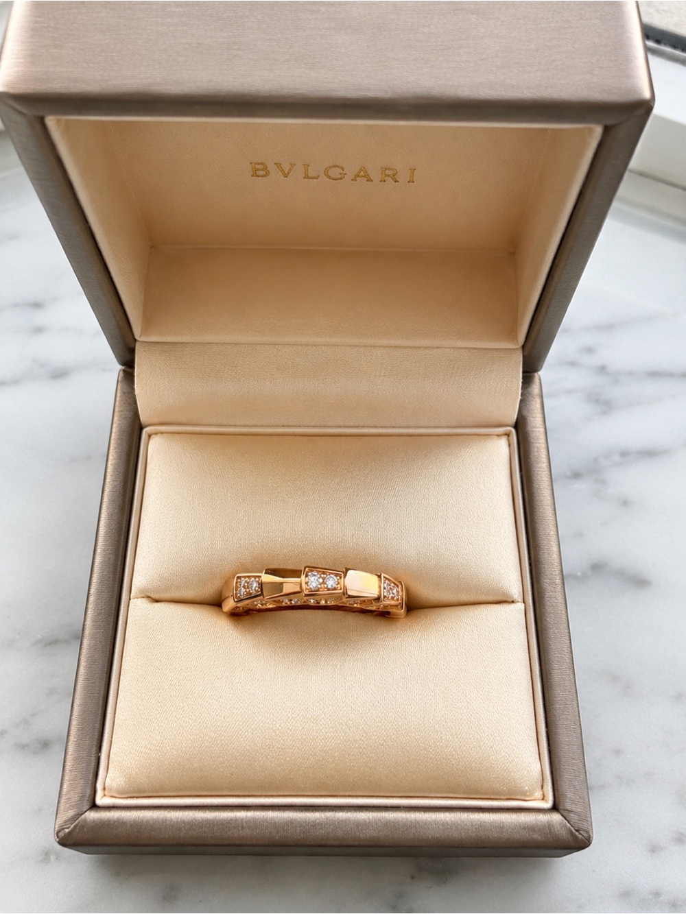 BVLGARI Serpenti Viper 18K Rose Gold Diamond Ring